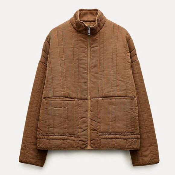 ZARA WASHED EFFECT QUILTED JACKET ZW COLLECTION - Picture 4 of 12